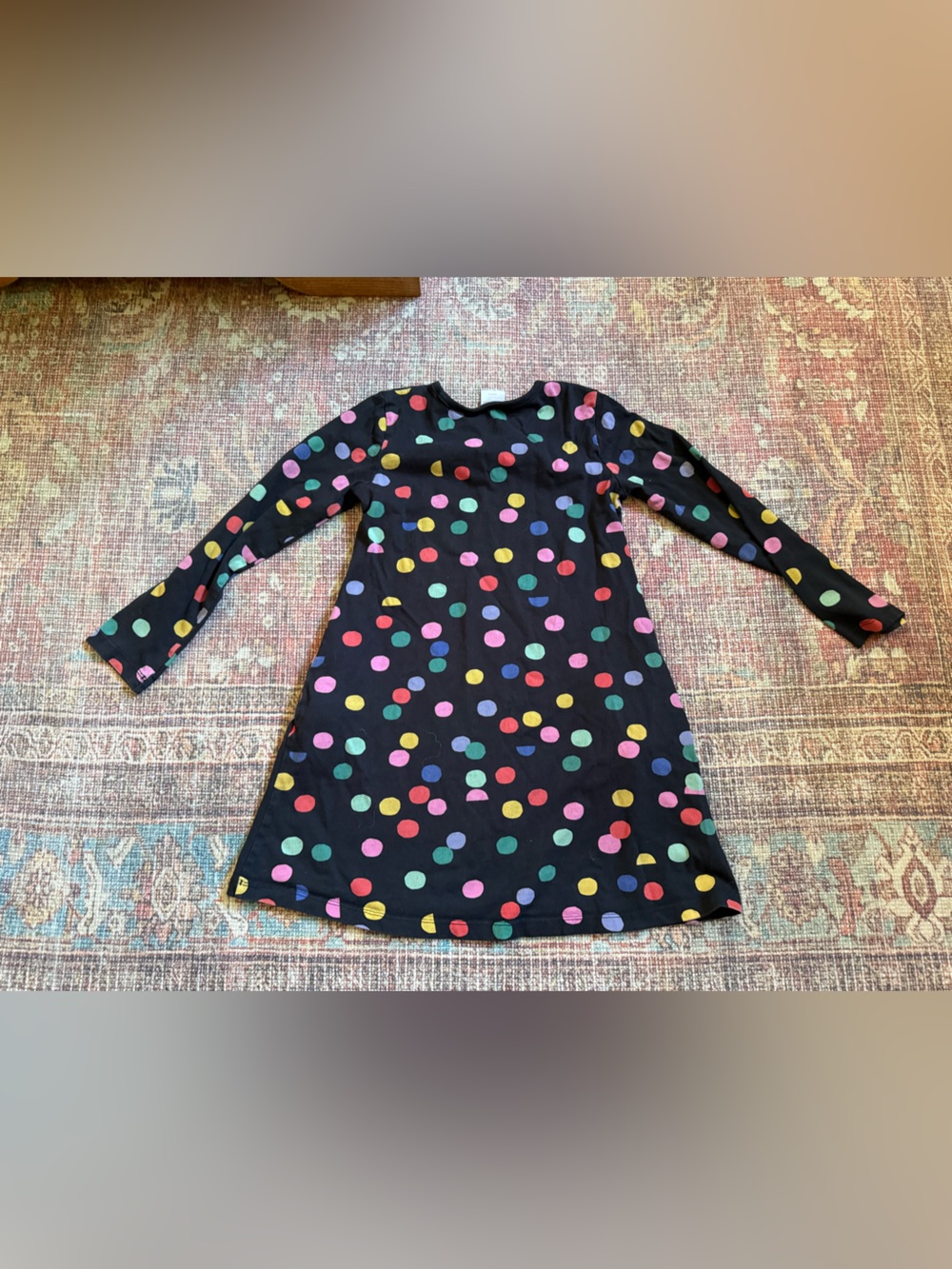Hanna Andersson size 8 Kids Polka Dot Long-Sleeve Dress with pockets - Picture 8 of 9